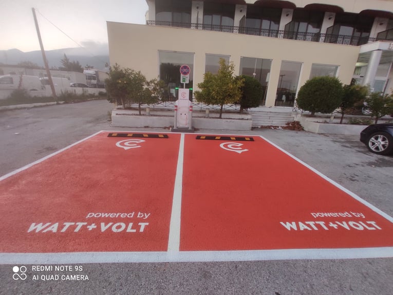 Διαγράμμιση & βαφή θέσεων Ηλεκτρικών αυτοκινήτων – “WATT+WOLT”.